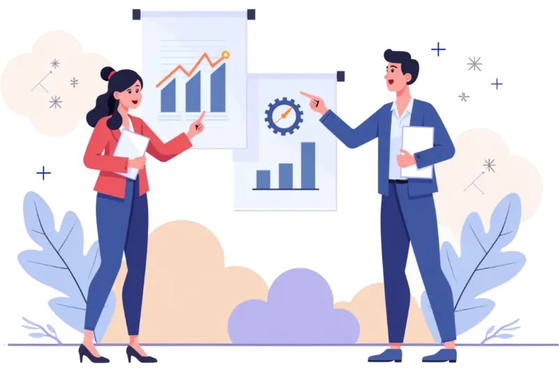Illustration representing business growth through digital innovation by Fursan Studio